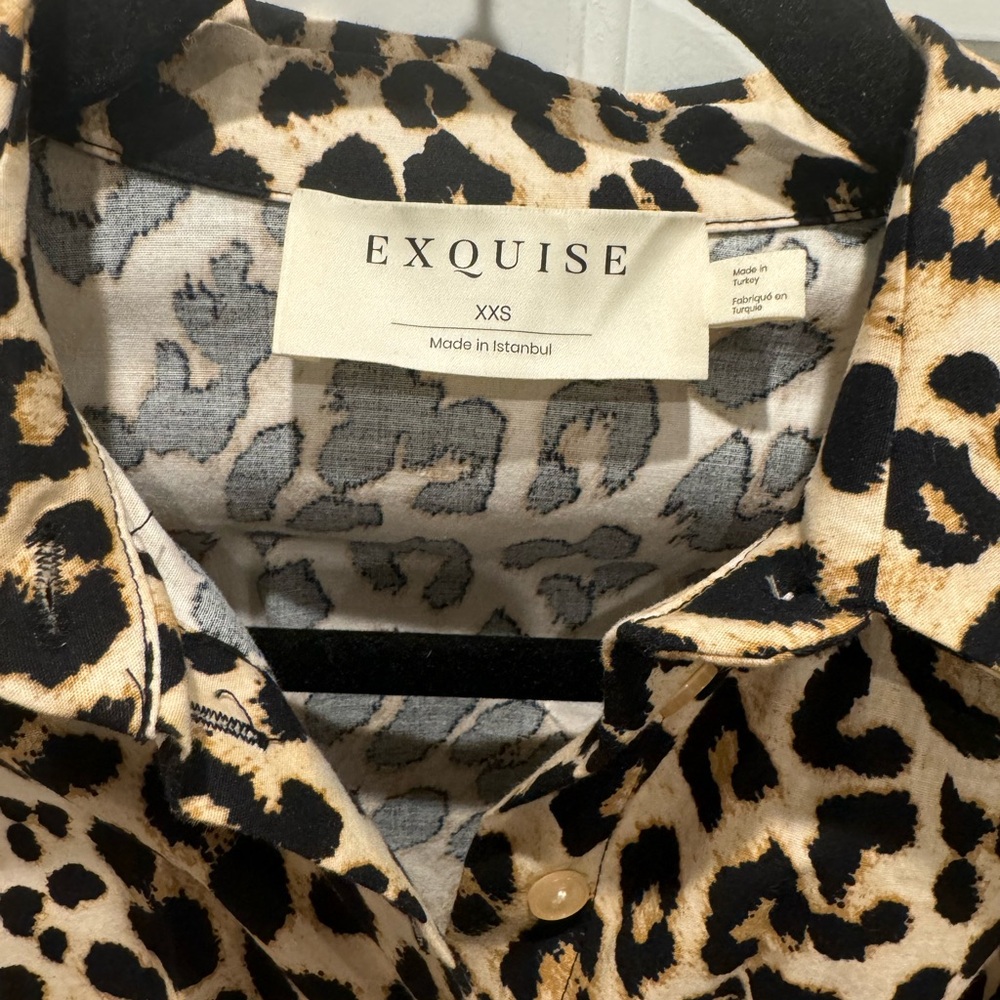 Anthropologie leopard dress Tobie Button-Front Pleated Shirt Dress Exquise xxs - Picture 7 of 9